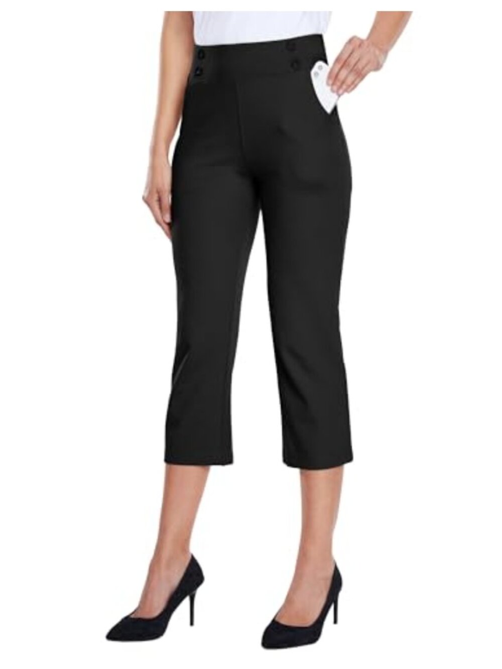 Women's Yoga Capri Pants Straight Leg Office Stretch Rayon 21"